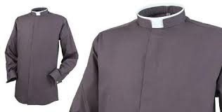 Clerical Shirt: Men's Tonsure Collar L/S w/French Cuff Dark Grey   Reliant Shirts